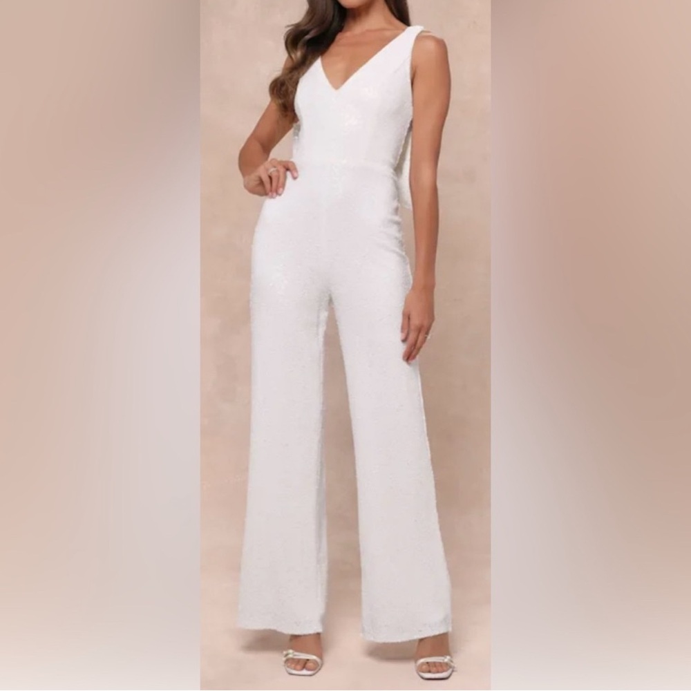 Lulus White Sequin Jumpsuit